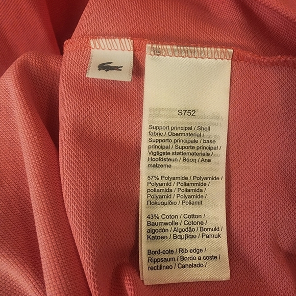 Lacoste Sport Pink Golf Polo Shirt Rubber Crocodile Mens Sz Medium - Picture 12 of 15